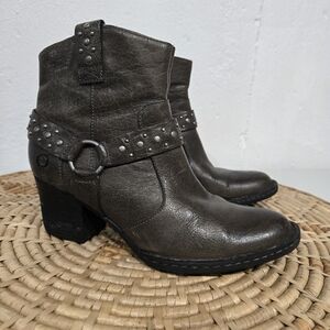 Born Olive Green Western Ankle Boots